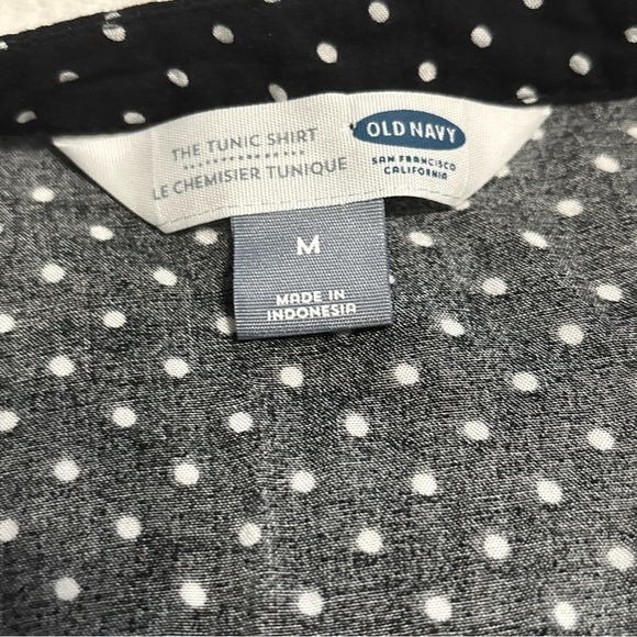 Old Navy Tunic Shirt Women's Black White Polka Dot‎ Long Sleeve Blouse Rayon SzM - Picture 5 of 10